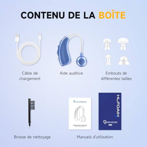 Eovuox Appareil Rechargeable, Longue durée de Vie, qualité sonore Haute définition, Fonction de réduction du Bruit (A313-bleu) (Bleu) – vue 8