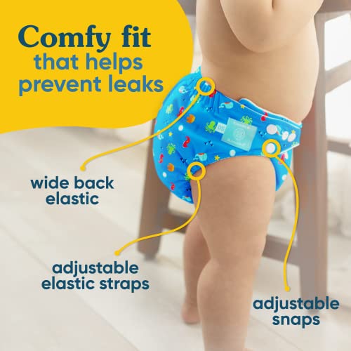 Charlie Banana Baby Fleece Reusable And Washable Cloth Diaper System, 3 Diaper And 6 Inserts, Oceana, One Size #TOP2