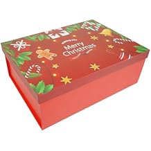 Red Christmas Gift Boxes with Lids, 10.63x8.27x4.13270x210x105 mm Large Empty Gift Boxes for Presents, Luxury Sturdy Foldable Cardboard Box for Gifts, Christmas Party Favor Supplies Pack of 1