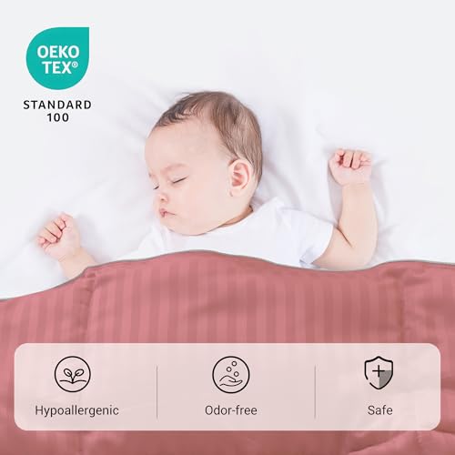 Image of ZPECC Toddler Down Alternative Comforter, 39x47 Hypoallergenic Baby Blanket Quilt, Soft Breathable Lightweight All Season Kids Duvet Insert for Crib Stroller Cot Daycare, Dusty Rose