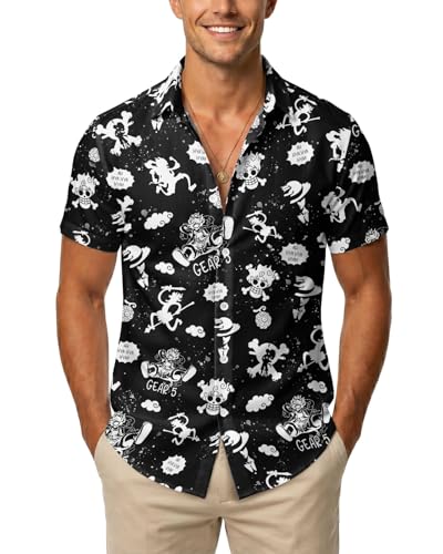 99TIMORO Character Hawaiian Shirt for Men Short Sleeve Top