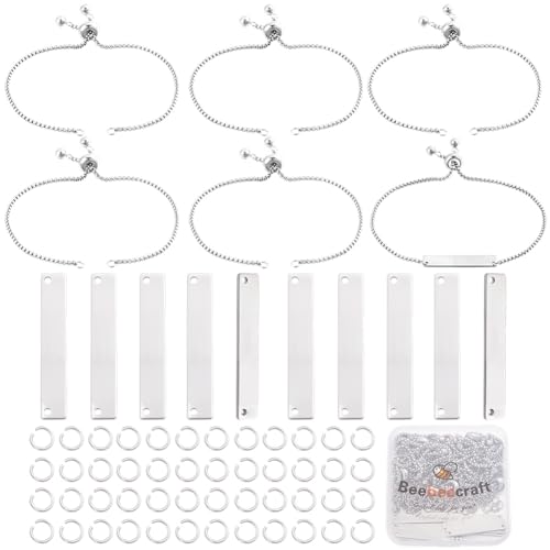 Pulseras ajustables para joyería DIY Beebeecraft de acero inoxidable con conectores 7