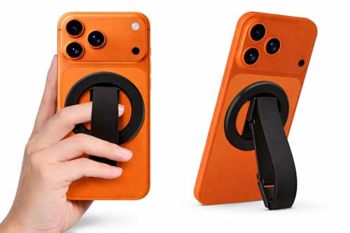 Magnetic Phone Ring Holder, Adjustable Foldable Desk Mount with Silicone Loop Grip and Strong Magnet, Secure and Comfortable Phone Holder Compatible with Iphone & Android