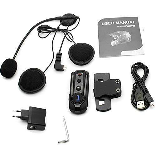 Waterproof Motorcycle Bluetooth Intercom, Helmet Bluetooth Headset with Noise Cancellation, Universal Off-Road Snowmobile Communication Systems, Range of Use Distance 1000M, 2 Pack