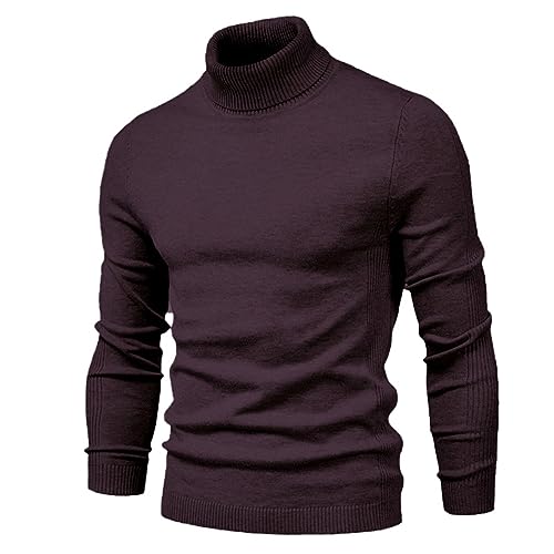 Mens Ribbed Slim Fit Turtleneck Sweaters Long Sleeve Thermal Pullovers Soft Stretchy Knitted for Casual Wear