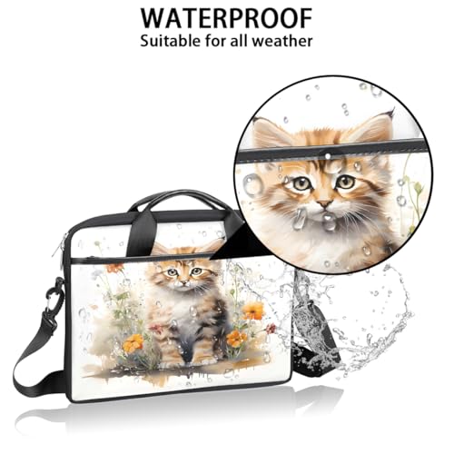 Bolso para portátil con diseño de gato y flores 15 pulgadas miniatura 3