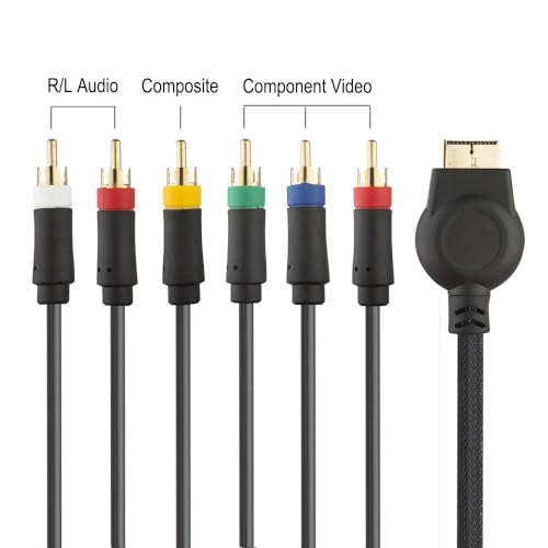 6 Feet PS3 Component AV Cable, Premium High Resolution HDTV Multi Out Composite RCA Audio Video Cable for PS2 / PS3 / PS3 Slim Gaming Console