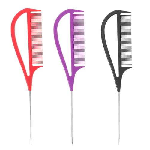 Gatuida Lot de 3 peignes à crêper pour coiffure professionnelle - Brosse à tresser et séparer les mèches - Accessoires de coiffure pour salon et domicile