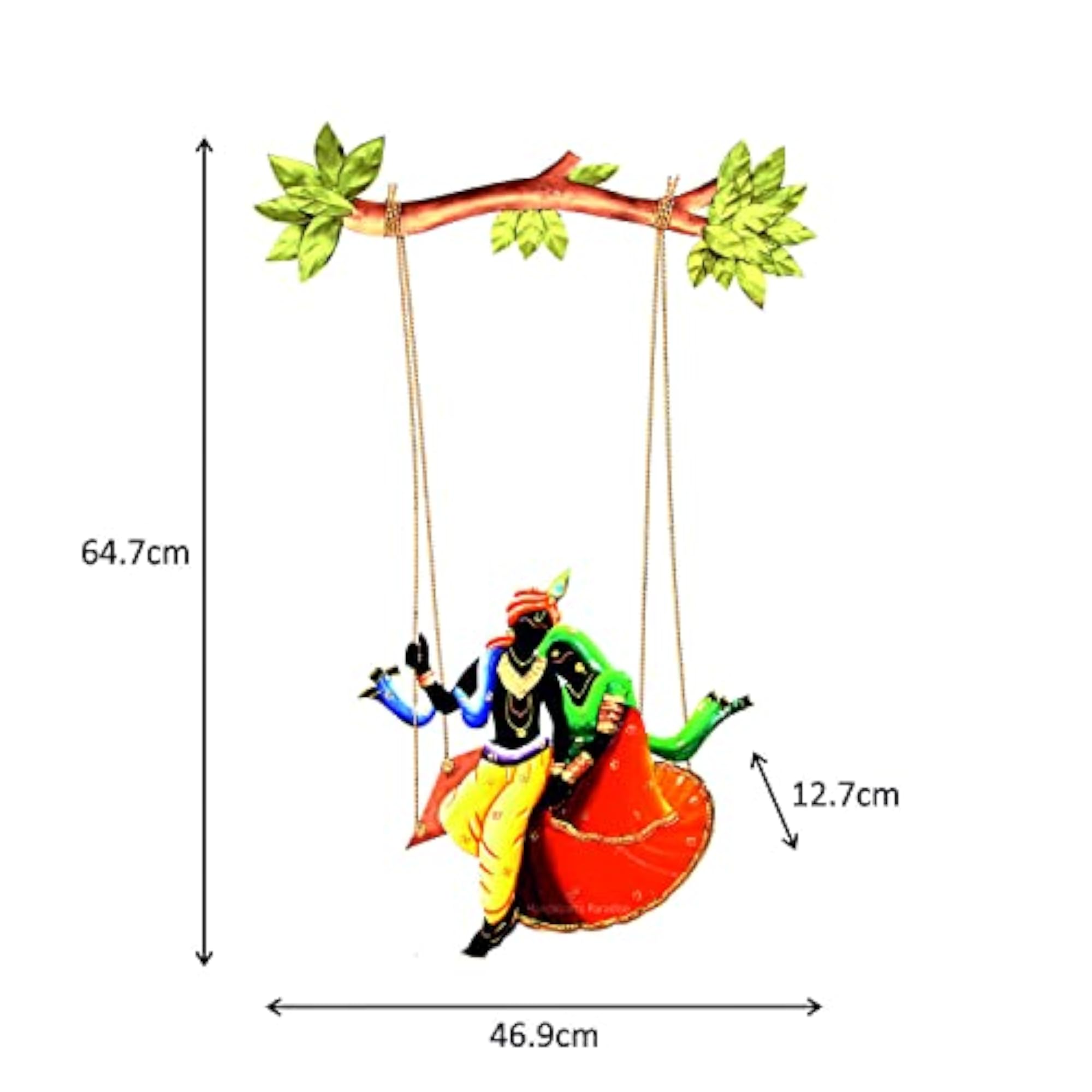 Iron Decorative Wall Art, Radha Krishna on a Swing