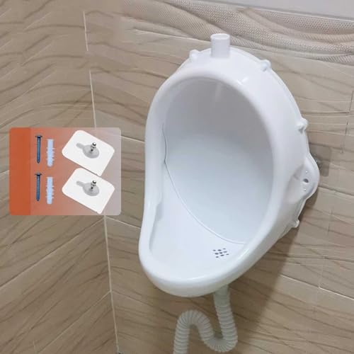Urinal para hombres de plástico, montaje en pared, simple, con manguera, multipropósito para baño, obra temporal, escuela y exterior miniatura 6