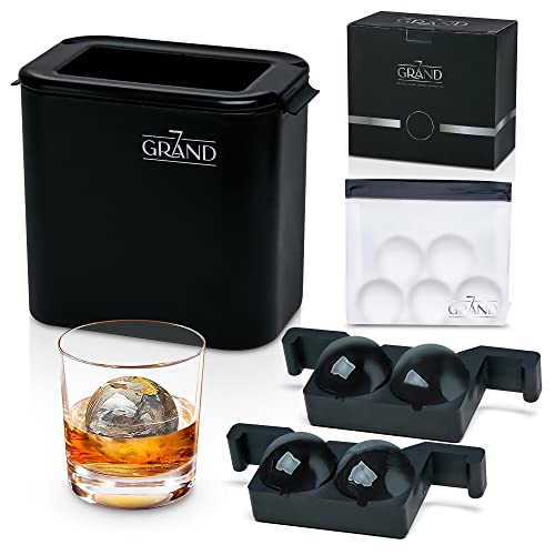 7Grand Premium Clear Ice Ball Maker - Crystal Clear Ice Mold 2.4 Inch - Whiskey Ice Ball Mold - Chilled Long Lasting Ice - Sphere Ice Ball Maker - Round Ice Cube Mold For Whiskey 2-Piece #TOP29
