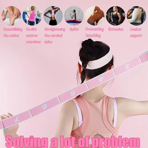 2Tiras Banda Elástica Fitness,Banda de Estiramiento de Yoga con 8 Bucles,Bandas elásticas de Resistencia,Bandas de Pilates,Bandas de Gimnasia,para Adolescentes,Adultos paraYoga,Fitness,Gimnasia - imagen 5