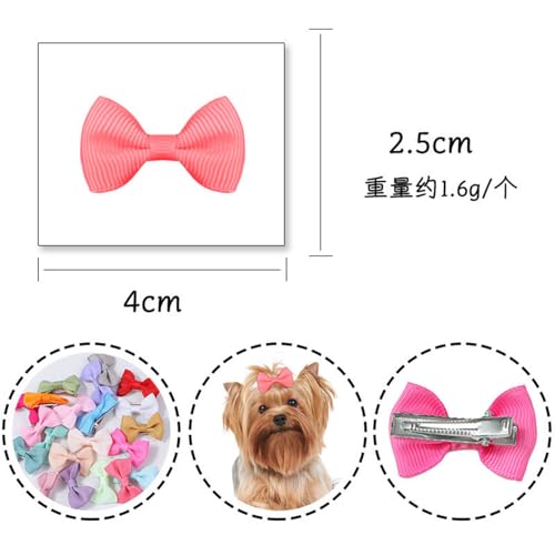 cuhair Haarschleifen für Hunde, klein, handgefertigt, Haar-Accessoires, Schleife, für Hunde, Katzen, Kätzchen, Kaninchen, Teddy, Pudel, Yorkshire, Malteser, Hundepflege-Zubehör (I), 24 Stück