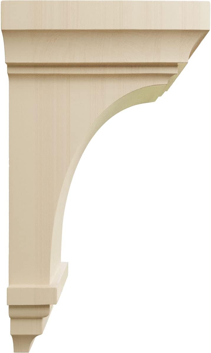 Ekena Millwork CORW07X07X14JERW Jumbo Jefferson Wood Corbels, 7"W x 7 3/4"D x 14"H, Rubberwood