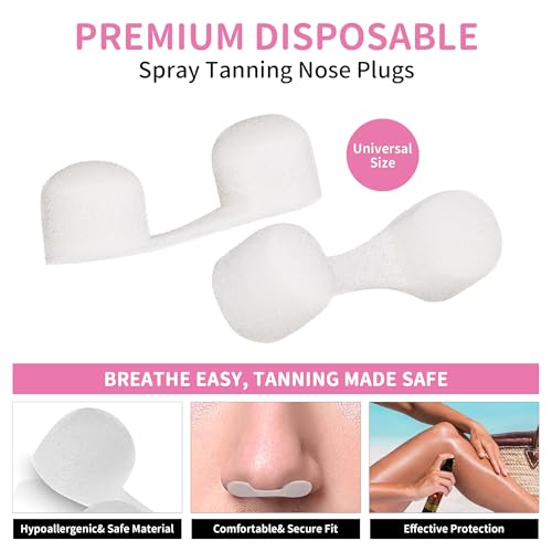 100 Pcs Tan Spray Tanning Essentials Kit: 20 Each Hair Nets, Nose Plugs, Sticky Spray Tan Feet Pads & Disposable Undergarments,Premium Quality Accessories for Salons