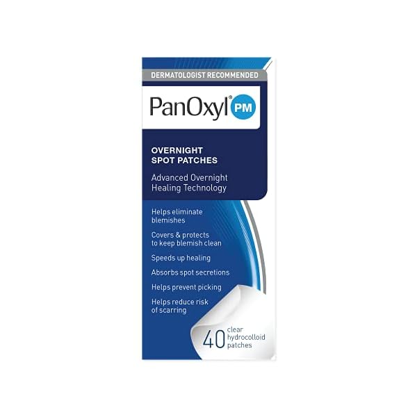 PanOxyl PM Overnight Spot Patches, Advanced Hydrocolloid Healing Technology, Fragrance Free, 40 Count Pack of 1