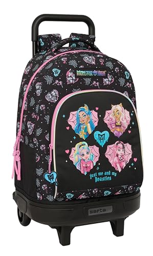 Monster High - Grand Sac à Dos à roulettes, Compact, Amovible, idéal pour Enfants de différents âges, Confortable et Polyvalent, qualité et résistance,...