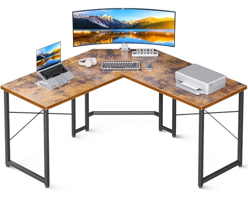 ODK 51 Inch L Shaped Gaming Desk, Computer Desk Table for Home Office Sturdy Writing Workstation, Vintage
