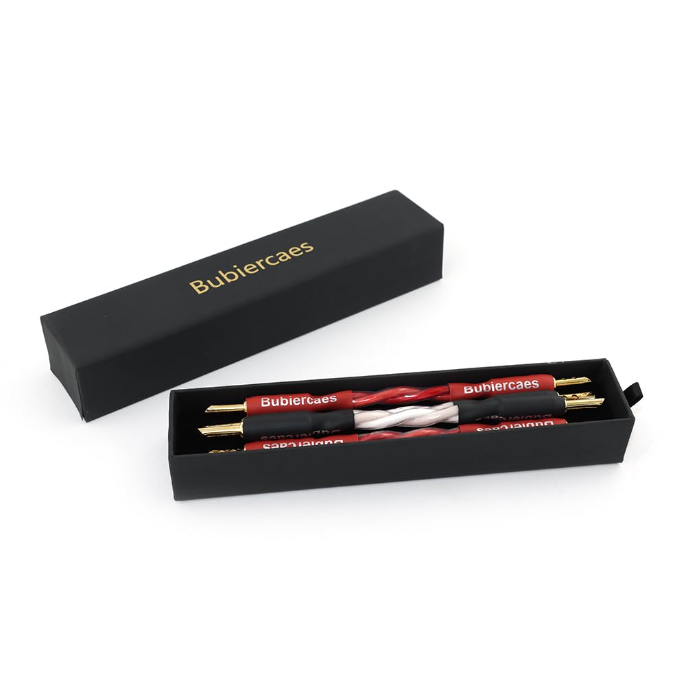 Cavi jumper per altoparlanti di alta qualità, 15,2 cm, banana dorata a pala, 11 AWG, confezione da 4 cavi per altoparlanti HiFi terminati con connettori dorati a banana a forcella (B-B)