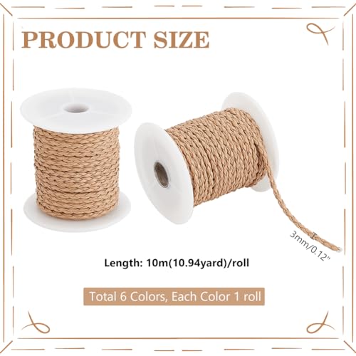 PH PandaHall Round Braided Rope 65.6 Yards (60m) Soft Leather Rope Cord Spool, 3mm Imitation Leather Braided Cord for Clothing Decor Shoelace Making Bolo Necklace Weaving Bags, WL-PH0004-24 by PH PandaHall - Used condition - Image 2