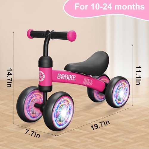 Bobike Baby Balance Bike Toys for 12-36 Months Kids Toy Boy and Girls Gifts Toddler Best First Birthday Gift Children Walker No Pedal Infant 4 Wheels Bicycle (Colorful, Rose Red-Light) by Bobike - Image 7