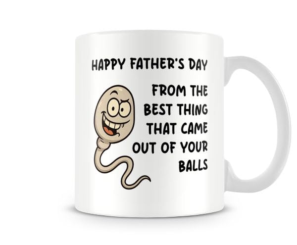 Behind The Glass - Perfect Mug for Father's Day and Birthdays - The Best Thing That Came Out of Your Balls - Funny Dad Mug, Ceramic, 11fl.oz.