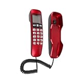 Tbest -Radiokommunikation, Wall Telefon Home Office Hotel Eingehende Anrufer -ID LCD Display Festnetzhilfe Telefon Schwarz (Rot)