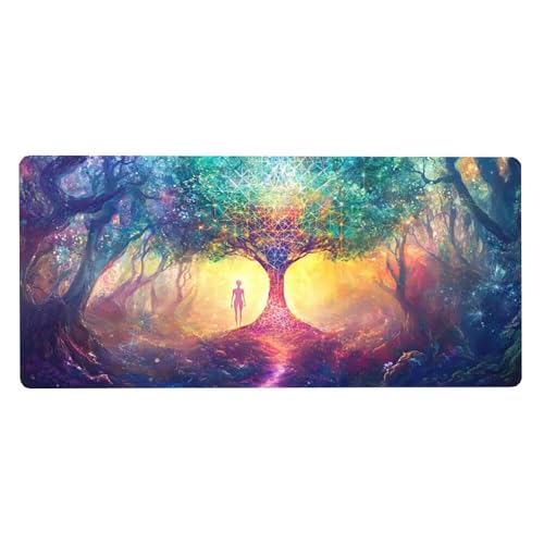 Gaming Mousepad Baum Mauspad XXL 1600X800X3MM Großes Mouse Pad Fantasie Schreibtischunterlage mit rutschfeste Gummibasis, Maus Pad Wasserdicht Anti-Rutsch Schreibtisch Zubehör Für Home Office, Laptop