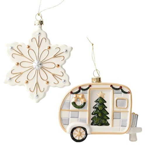 2 Stück Christbaumschmuck, Weihnachtsdekoration, Set - PVC Wohnwagen...