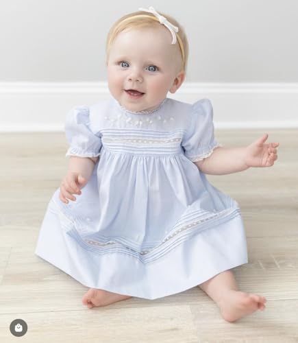 Feltman Brothers Girls Blue Bullions Dress with Lace Trim 3T2