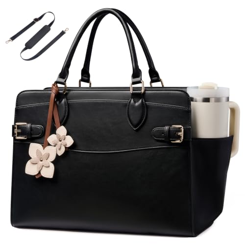 Bolsa para portátil de 15,6 pulgadas maletín impermeable negro con asas para oficina