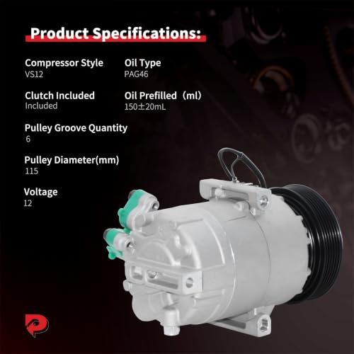 Image of PHOBOOS A /C compressor with Clutch Compatible with Hyundai Elantra 2011-2013, Elantra Coupe 2013, L4 1.8L, with Automatic Temperature Control Only, with 3-Pin Connector, Fast Cooling, Ref.CO-29330C