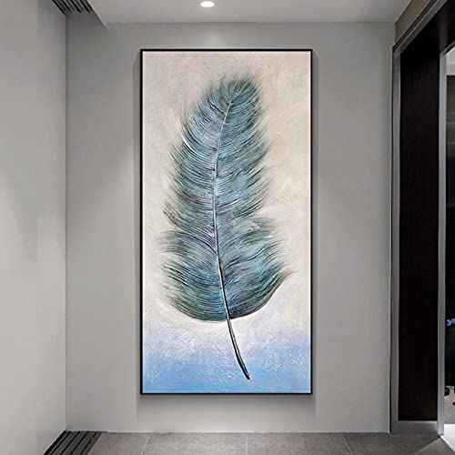 Art sur toile plume de couleur affiche murale moderne 50x100cm sans cadre