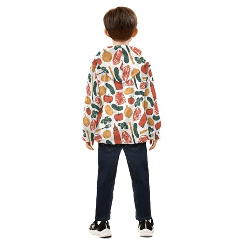 Cucumber Onion Potato Girls Fleece Jacket Girls Fall Jacket Girls Zip Up Hoodie Girls Sherpa Jacket 2-10T4