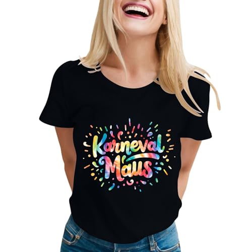 Konfetti im Herzen Langarmshirt Damen Karneval Kostüm Fasching Druck Festliche Outfit Bunt Herz Geburtstag Confetti T-Shirt Rundhalsausschnitt Kurzärmliges Karnevalskostüm