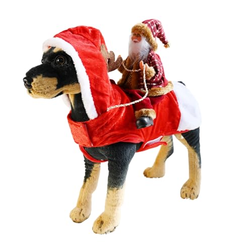 BT Bear Santa Christmas Dog Costumes,Santa Claus Riding Pet Cosplay Costumes Party Dressing up Dog Outfit for Cats Puppy Small Dogs Medium Dogs(M,Brown Santa)