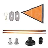 Bandera Triangular de Seguridad para Kayak, Polo de Aluminio Ligero y Base de Nylon, Alta Visibilidad 25x21cm - Fácil Instalación, Reflectante y Compacta, Ideal para Pesca y Remo