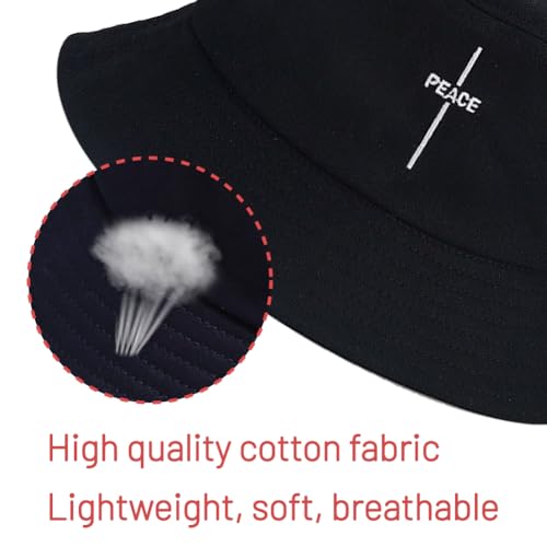 Image of Cotton Bucket Hat for Women Men Summer Travel Sun Beach Bucket Cap, Unisex Outdoor Fisherman Hat