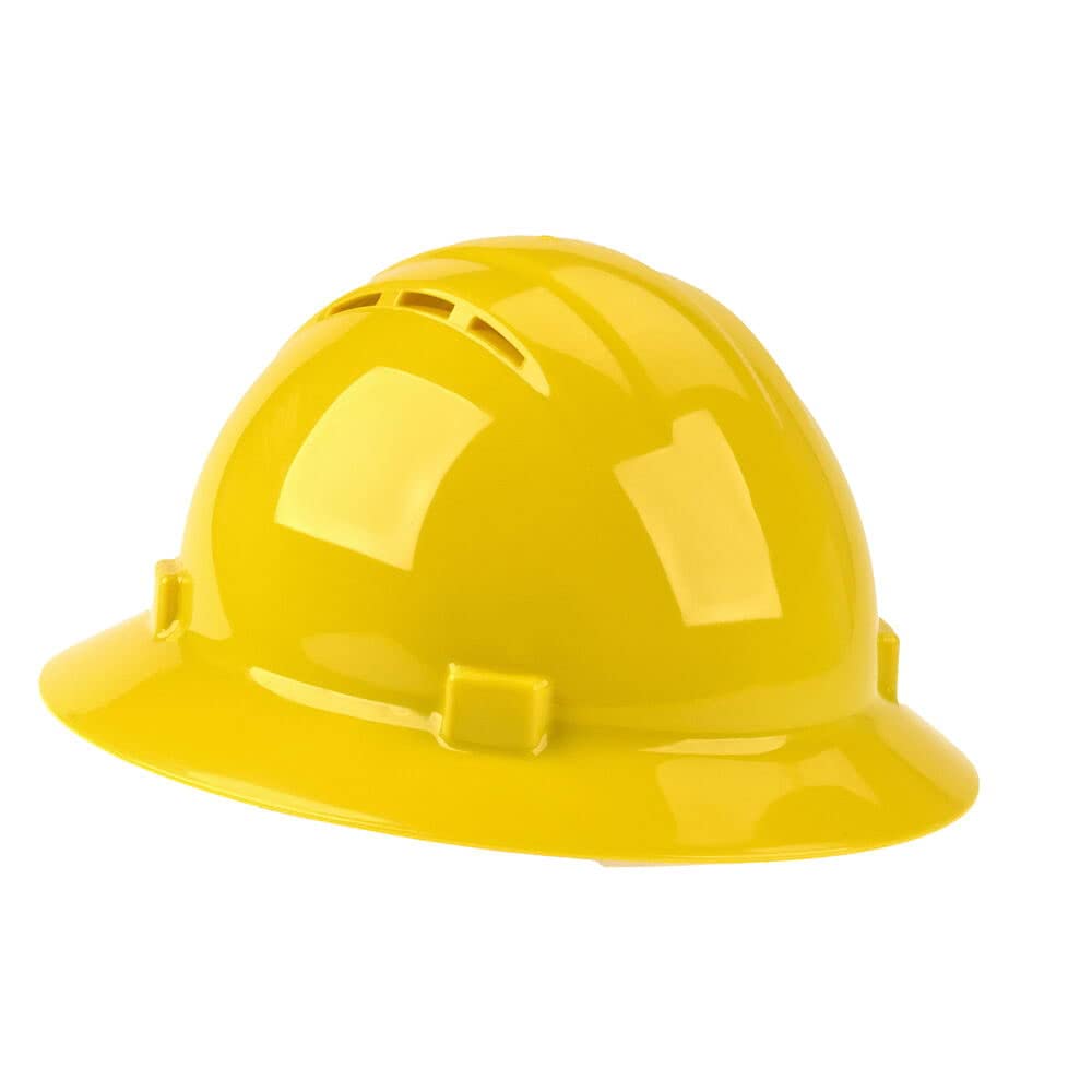 SAFEGEAR, Full Brim Hard Hat, Vented, 4 Point Adjustable Ratchet Suspension, Type 1 Class C, White, 1 Piece