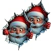 2pc Santa Breakthrough Wall Stickers,Funny Christmas Creative Wall Sticker,Realistic 3d Wall-breaking Santa Claus Sticker,Removable Christmas Decals Walls Decor for Party Living Room Kitchen Office