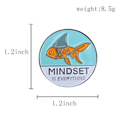 Image of Shark Goldfish Carp Enamel Pin Mindset Is Everything Brooch Pin Badge for Men and Women