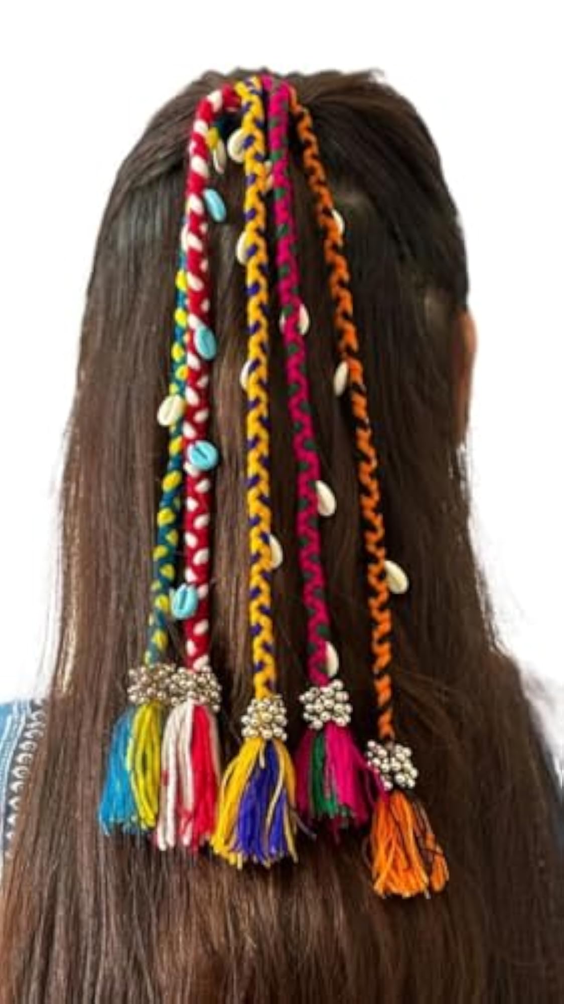 Boho Navratri Hair Accessories with Rainbow Braids