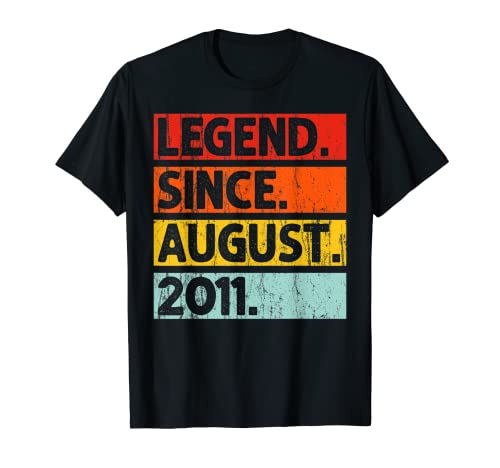 Legend Since August 2011 Vintage 11 Years Old 11th Birthday Camiseta
