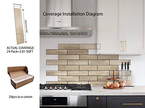 Colamo Luxury 24Pack Thick Rigid Reclaimed Barn Wood Peel And Stick Faux Shiplap Panels, Adhesive Wooden Subway Brick Tiles For Rv,Kitchen Backsplash,Bathroom,Accent Wall, Self Stick On Wood Planks #TOP5
