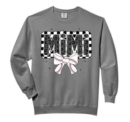 Cute Baseball Mimi Ballpark Coquette Bow Grandma Mothers Day Comfort Colors Adult Sweatshirt