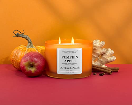 Pumpkin Apple Candle | Fall Candles | Luxury Soy & Beeswax Candles For Home | 16 Oz. Large Jar 3 Wick Candle | Thanksgiving Candle | Fall Scented Candle | Autumn Candles #TOP7