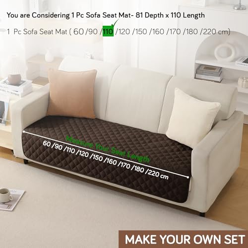 Image of HOKIPO Polyester Quilted Waterproof Sofa Cover Mats For L Shape And 1 /2 /3 Seater Sofa. Make Your Own Sofa Cover Set, Mat Length 81(D) X 110(L) Cm, Chocolate Brown (Ar-4965-W1)
