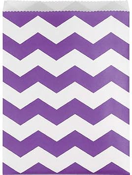 Creative Converting Club Pack Party Decorations Amethyst Chevron Paper Treat Bag, Box 120 Bags