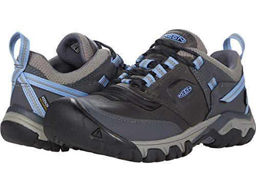 KEEN KEEN Women's Ridge Flex Low Height Waterproof Hiking Boots, Steel Grey/Hydrangea, 8.5 US