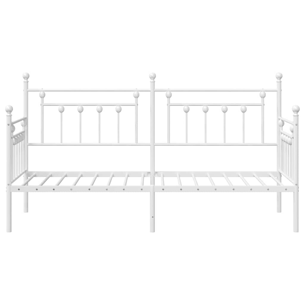 Prostokątna rama krzesła dziennego, biała, metalowa rama, łóżko dzienne do sypialni, stalowe łóżko dzienne 75 x 190 cm, stabilna rama stalowa z powierzchnią malowaną proszkowo, odporna na